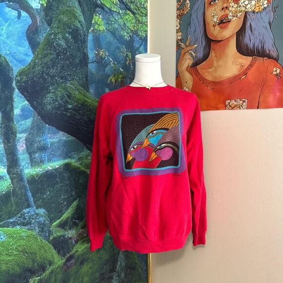 vintage laurel burch sweatshirt bold bird art graphic 80s retro - Picture 5 of 5